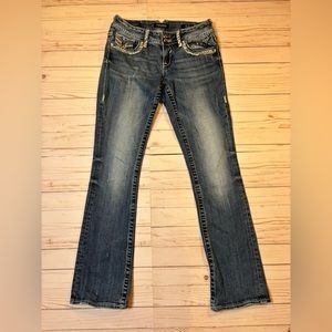 Vigoss The Chelsea SlimBoot Cut Size 3/4 Length 33 Womens Jeans Medium/acid Wash